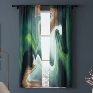 Deja Blue Studios Earthy Watercolor Abstract Curtain Pair 20x53” Curtains